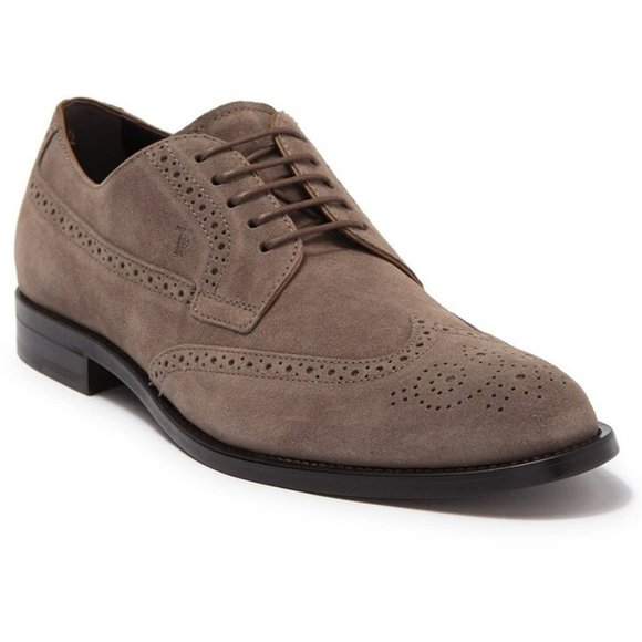 Men's Tod's Bucature Wingtip Derby Gray Tan Suede 11 UK 12 US - Picture 1 of 11